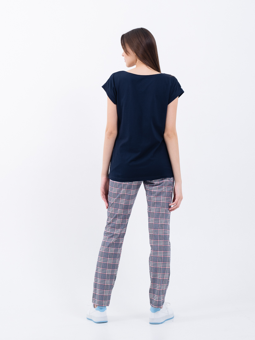 Комплект М+Ш жен. MARGO КЖ 0219 Мгновение футболка+брюки тёмно-синий