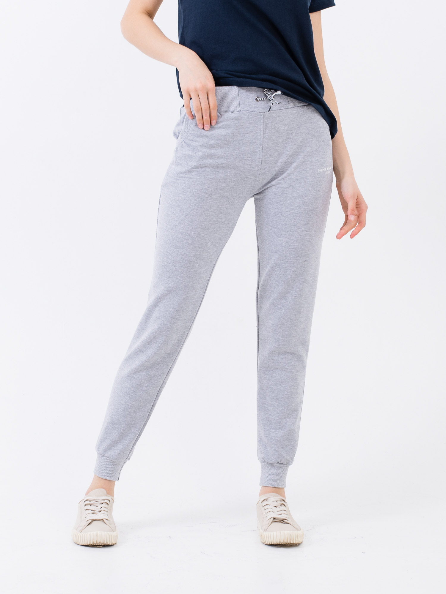 Брюки спортивные жен. PN 20 (42-52) серый меланж