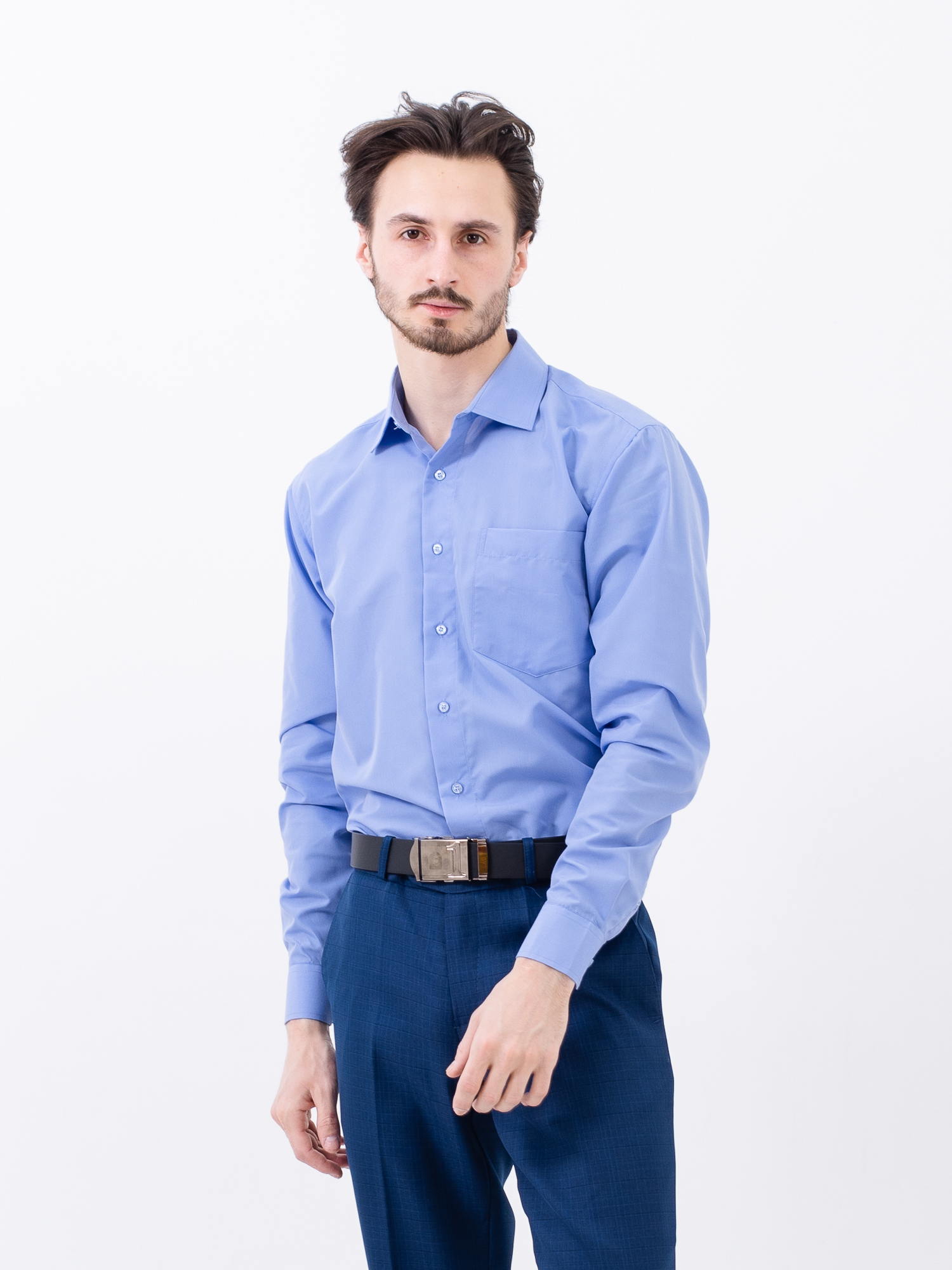 Рубашка муж. Platin classic (39-46) т.голубой